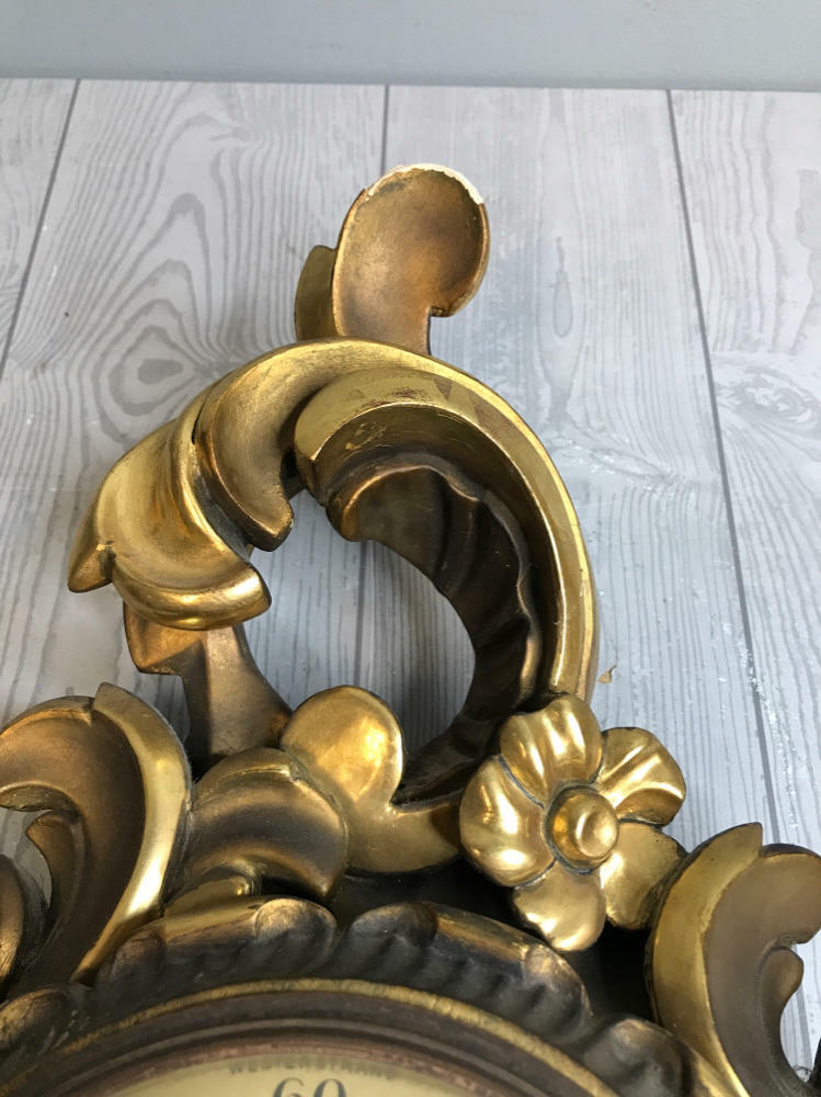 Westerstrand Swedish Hand Carved Wooden Gold Wall Hanging Clock Rococo Style - Good
