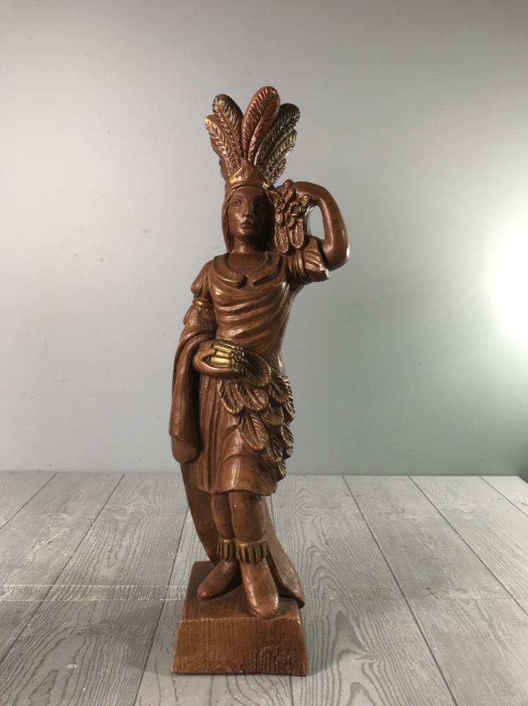 Wooden Female Native American Sculpture