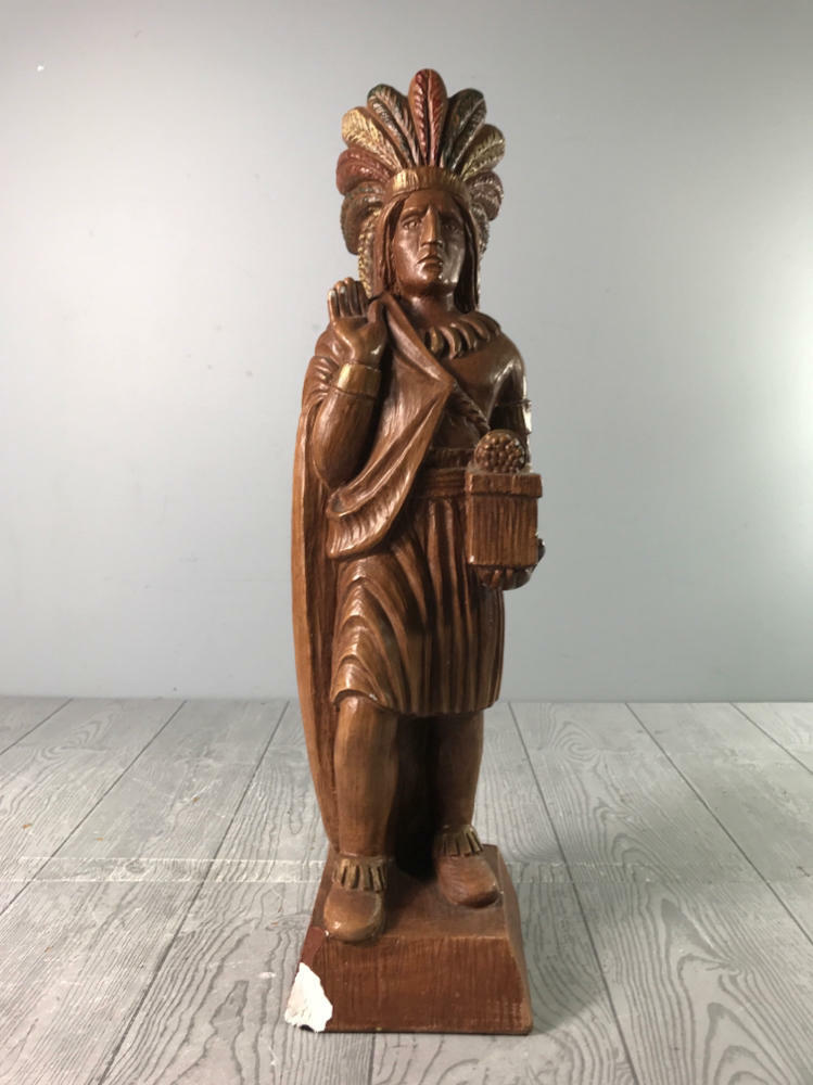 Wooden Male Native American Sculpture