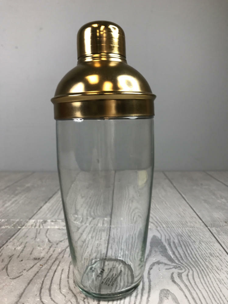 Williams & Sonoma Glass Cocktail Shaker Gold Top - Good