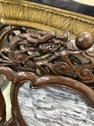 Antique Rosewood Color Chair Intricate Detail Carved Wood Marble Back