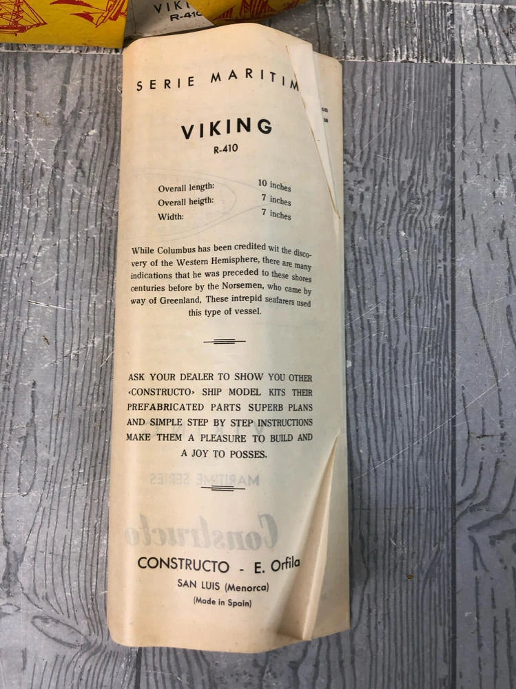 Vintage Constructo Viking Long Ship Model Kit (R-410) Spain in Original Box