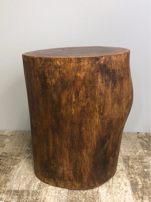 Brown Wooden Stump Style Side Table or Stool - Felt Fabric on bottom - Furniture