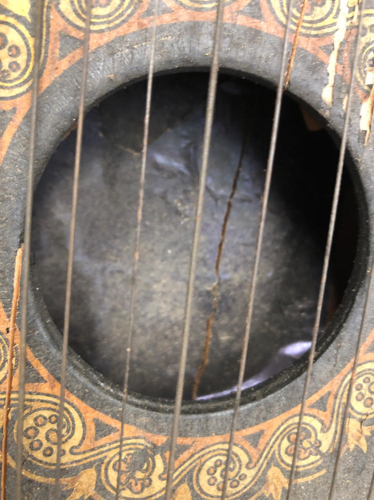 OLD VINTAGE WOOD-WOODEN LAP HARP MUSIC LAP INSTRUMENT - Bird Engraving