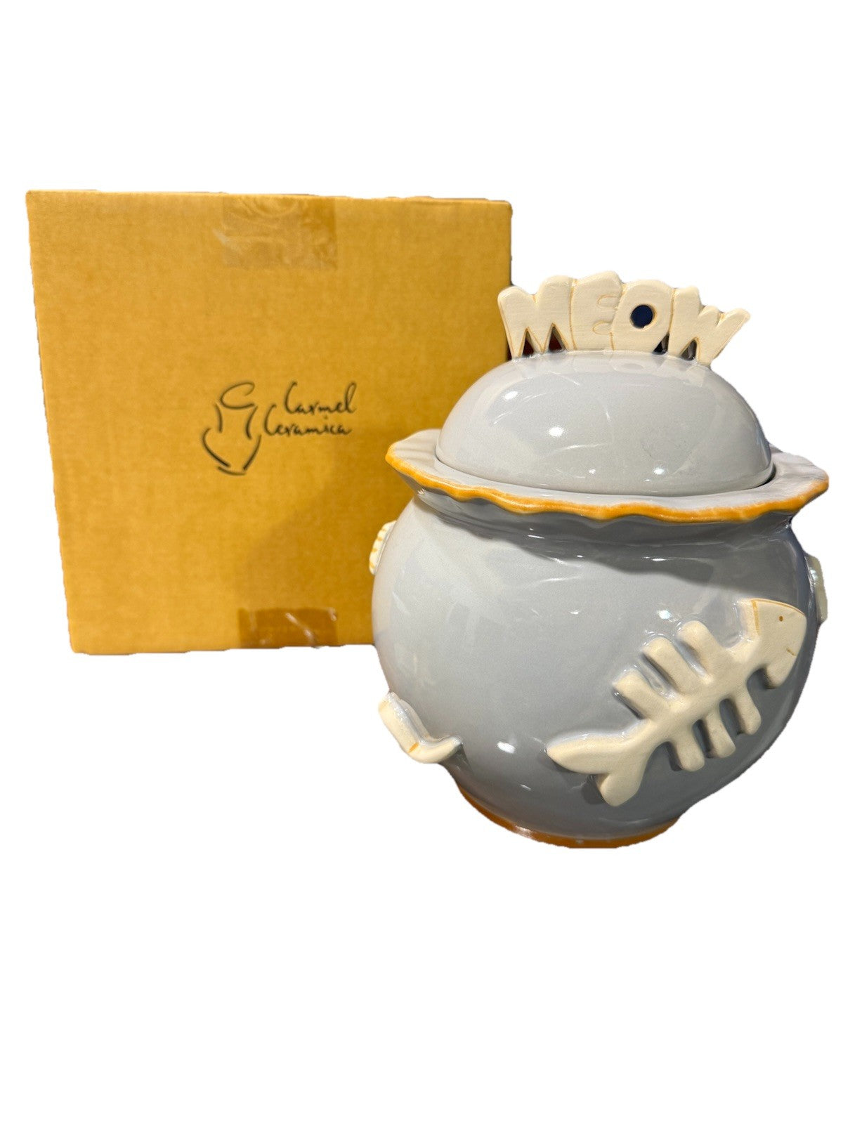 Carmel Ceramica Cat Treat Jar New In Box Buy In Bulk And Save!