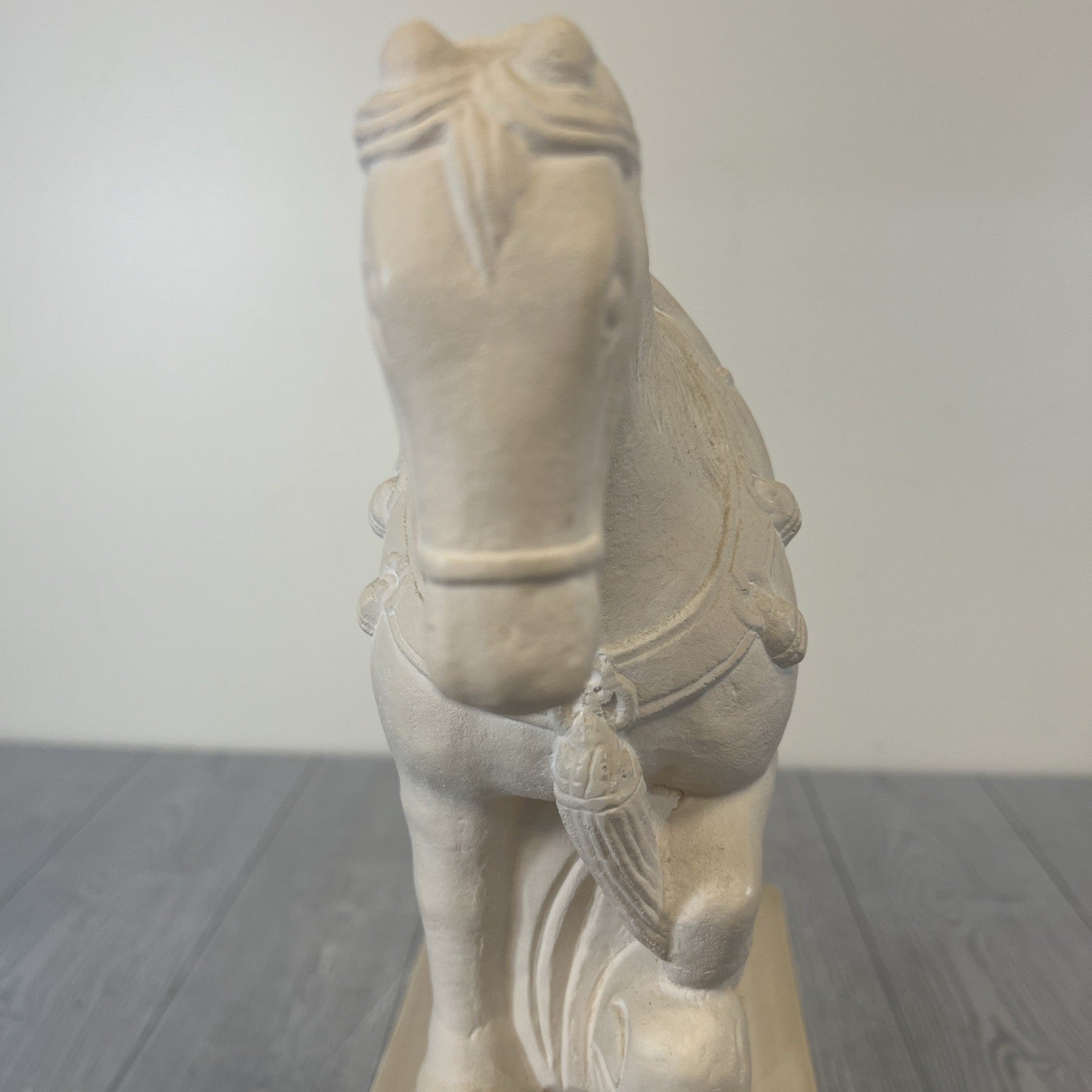 Plaster Sand Color Tang Dynasty Style Horse Detailed Saddle/Harness On Block