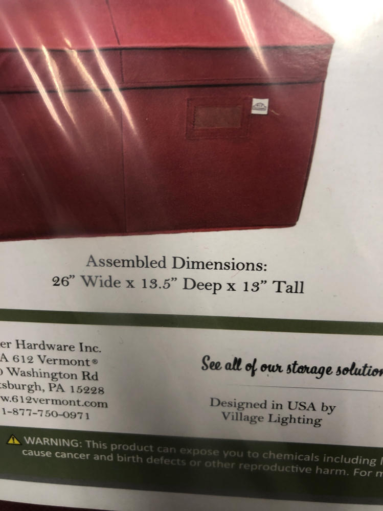 612 Vermont Under Bed Ornament Sturdy Storage Box Holds 54 Ornaments 6 Trays Red