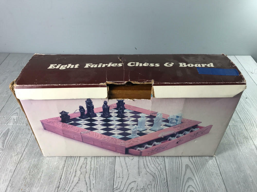 Eight Fairies Chess & Board Set Asian-Themed Hand-Carved Soapstone Pieces