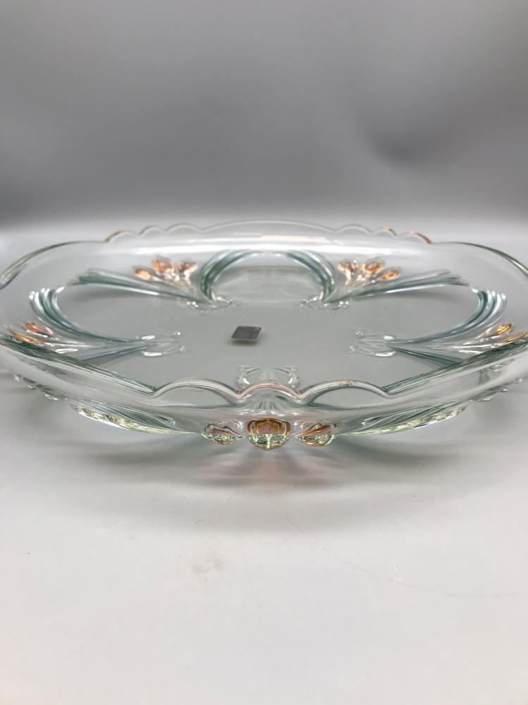 Mikasa French Floral Bouquet 12.5" Round Serving Glass Platter - New in Box