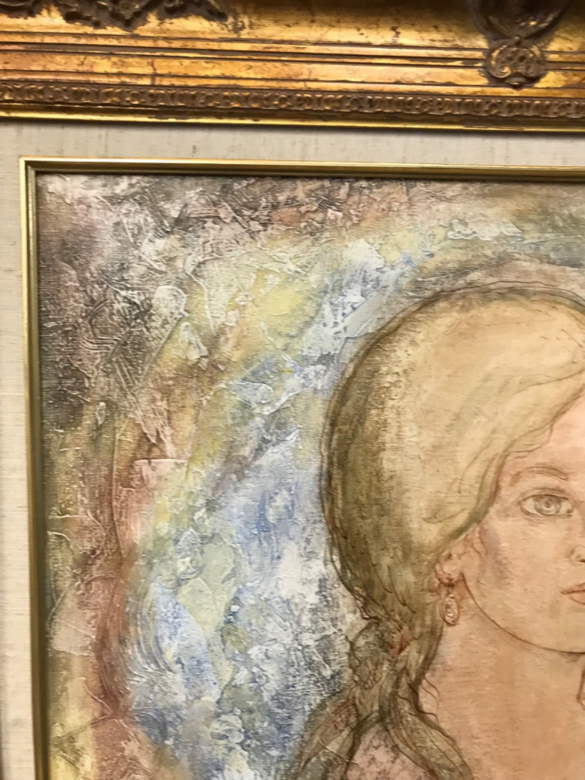 Portrait Painting of Woman by Milan 1974 French Artist - Beautiful Gold Frame