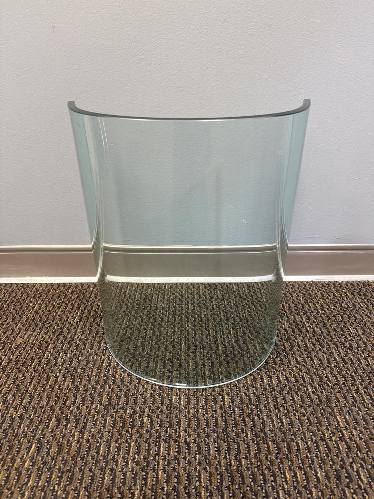 Mid Century Modern Style Glass Coffee Table - 2 Half Circle Bases - 1 Glass Top