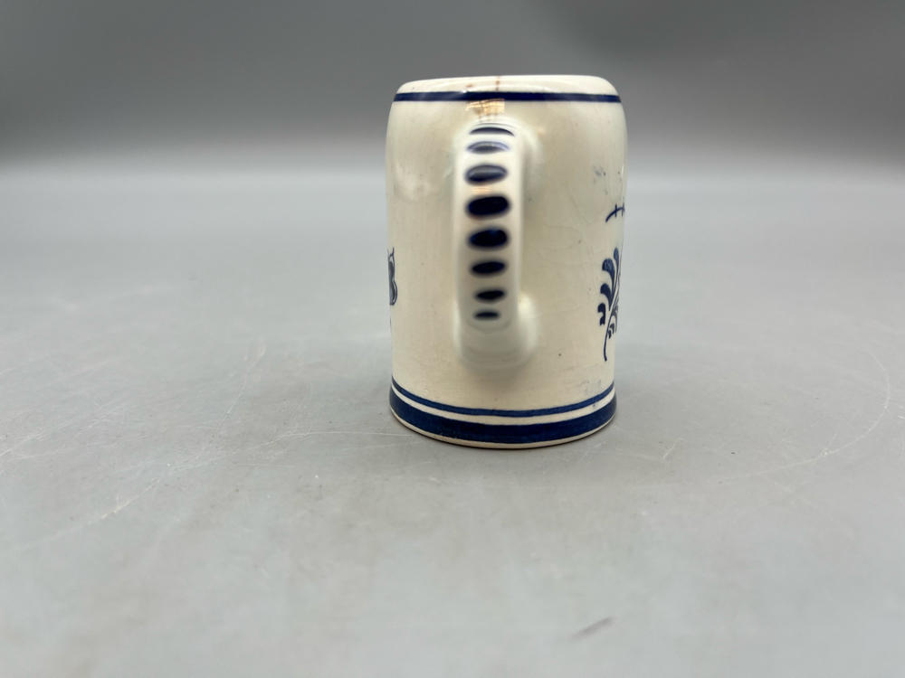 Miniature Delft Blue Mug Hand Painted Blue & White Holland Toothpick Holder