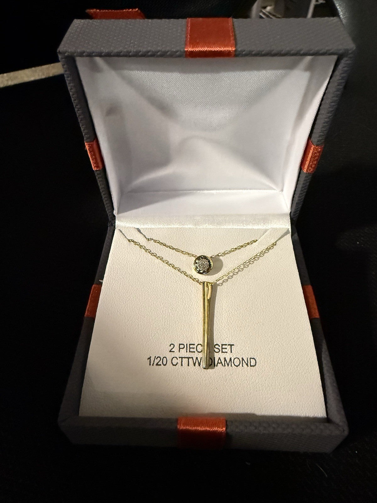 Layered Gold 2 Piece Set 1/20 CTTW Diamond Necklace