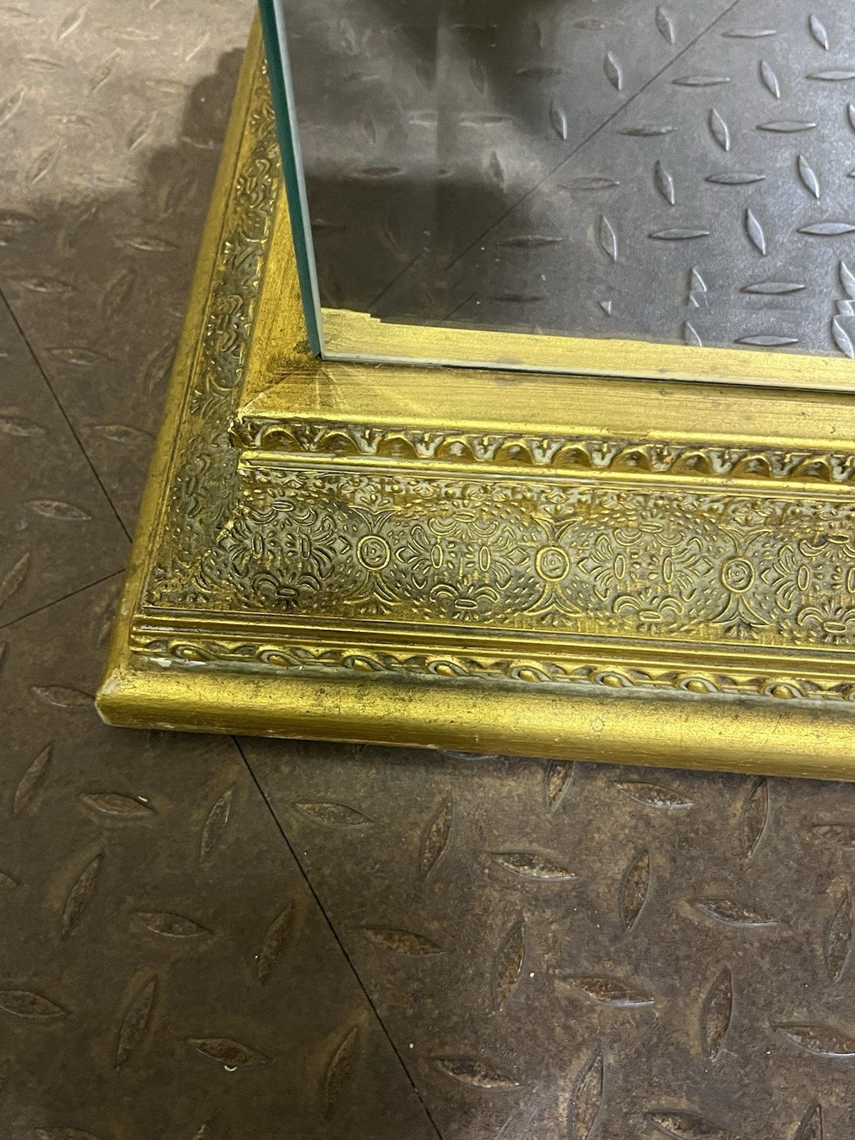 Vintage Mirror and Bronze Textured Pedestal Sold Separately