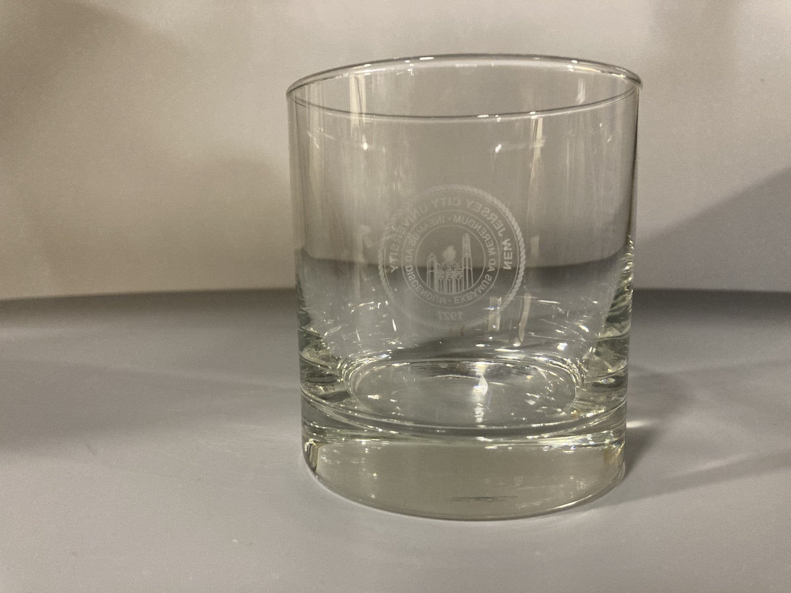 Vintage Collectible New Jersey City University NJCU Heavy Liquor Low Ball Glass 