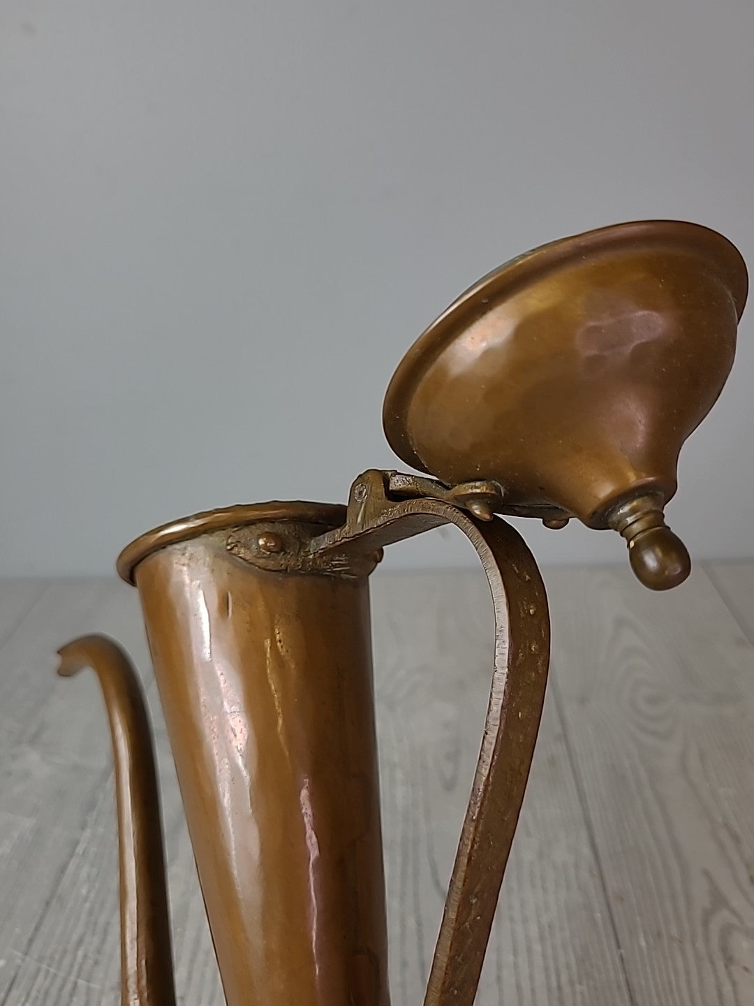 Antique VTG 12.5” Hammered Copper and Brass Tea Pot Turkish Pitcher Coffee Decor