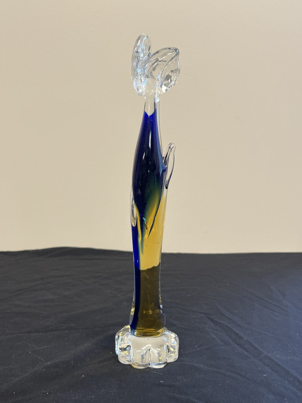 Vintage Blue Glass Madonna Holy Virgin Mary Figurine Marked Murano