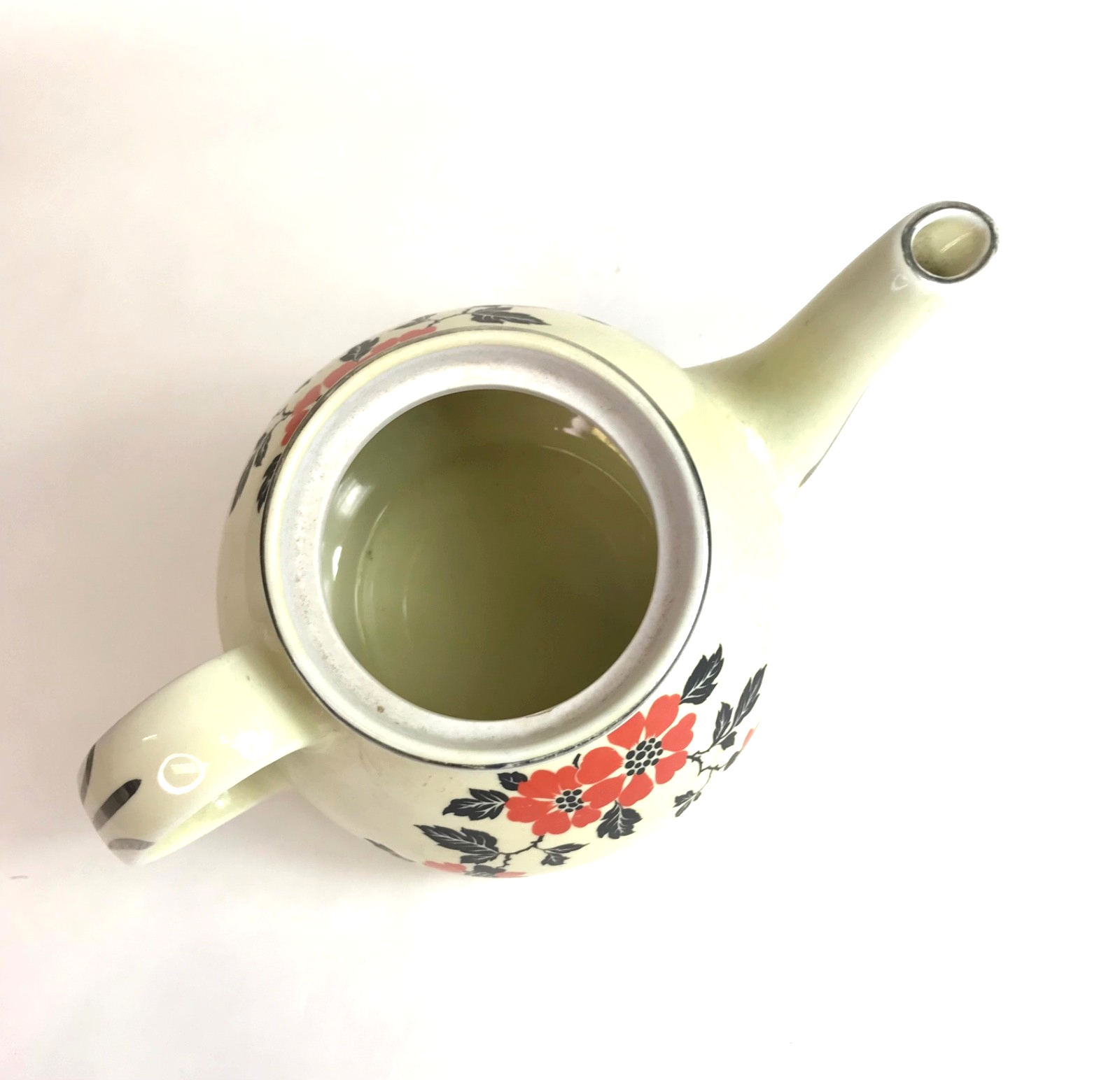 Hall's Superior China Company Teapot in Vibrant Red Poppy Pattern with Lid