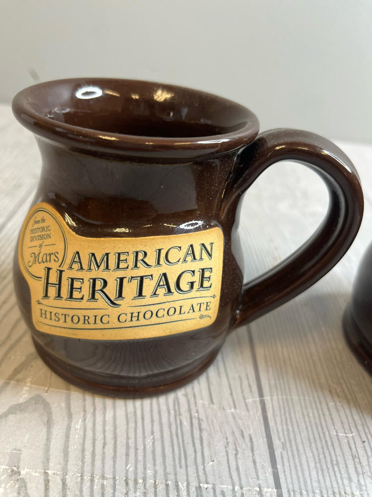 Set of TWO of Mars Historic Chocolate American Heritage Mugs Deneen Art Pottery