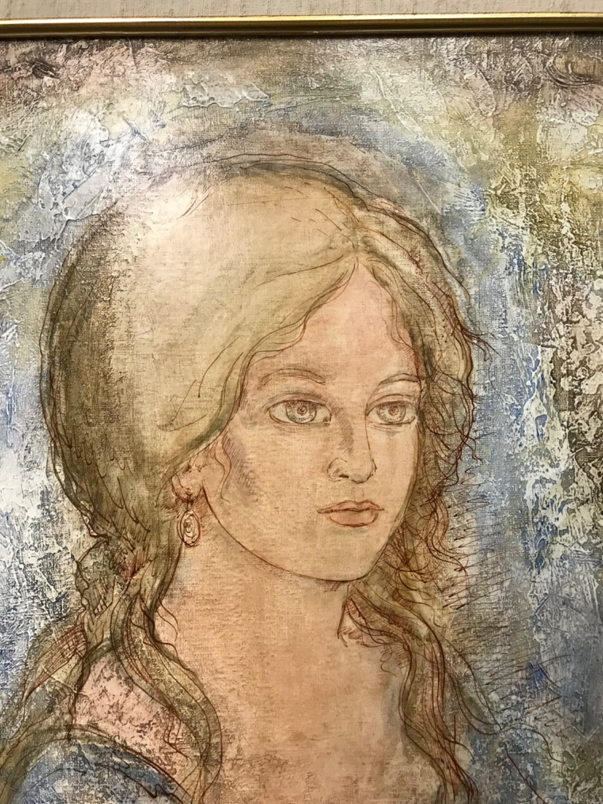 Portrait Painting of Woman by Milan 1974 French Artist - Beautiful Gold Frame