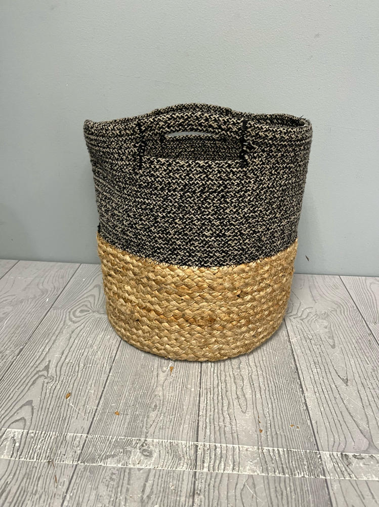 Threshold Jute and Cotton Large Basket Bag Carryall with Handles Twined Wicker