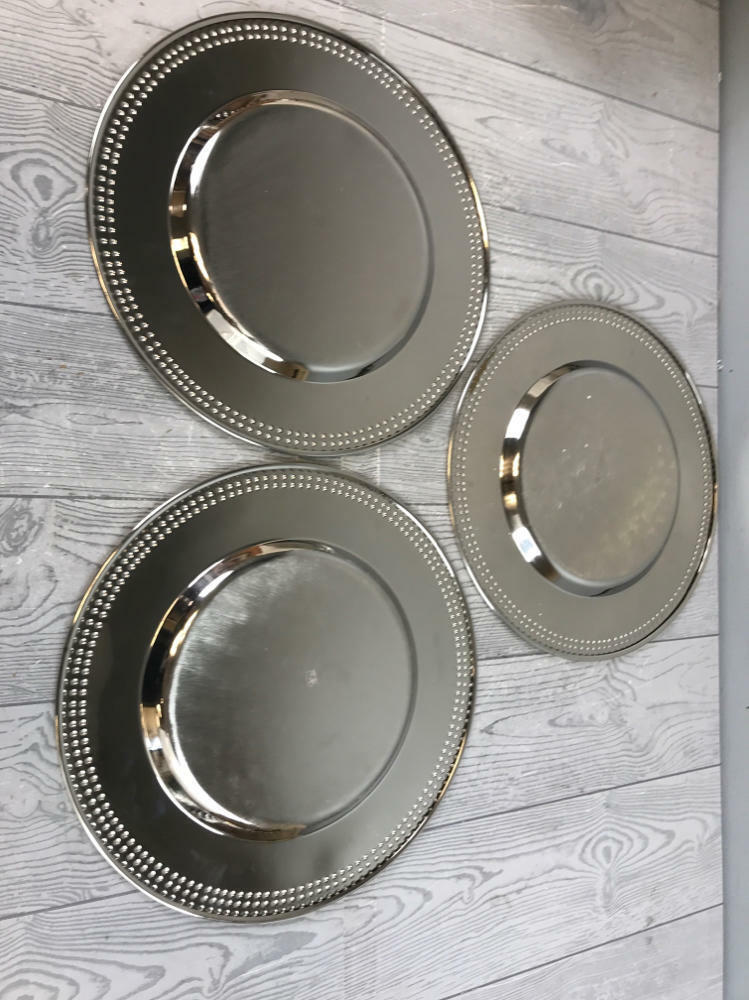 Set of 3 Mikasa Shinny Silver Chaffing Plates - In Original Box - Kitchen Decor