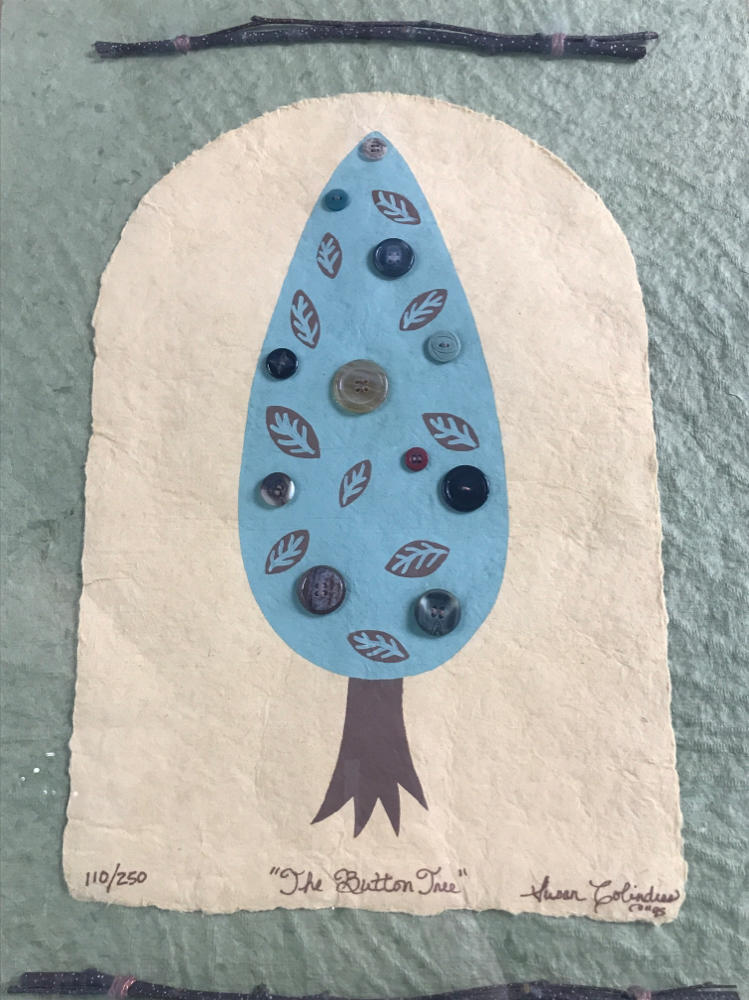 Framed Artwork "The Button Tree" by Susan Colindres #110/250 - Art Hand Made