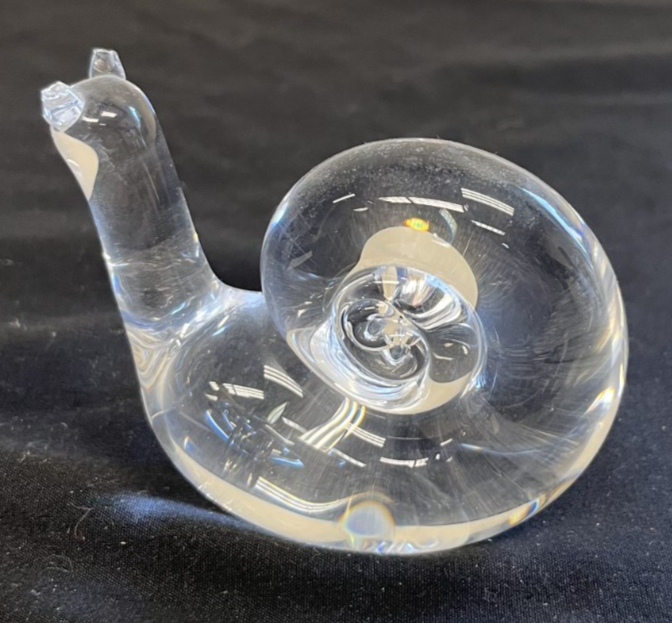 Vintage Steuben Stamped Crystal Snail Paperweight Broken Tentacles