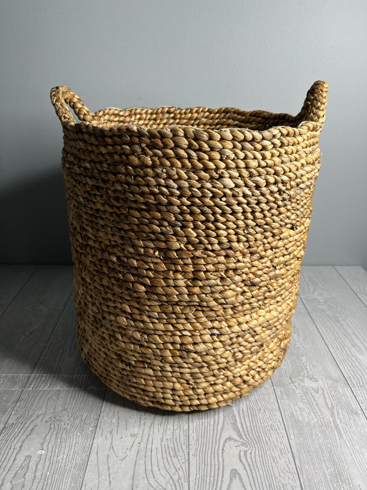 Hand Woven Braided Baskets Classic Shape Double Braided Handles Natural Decor