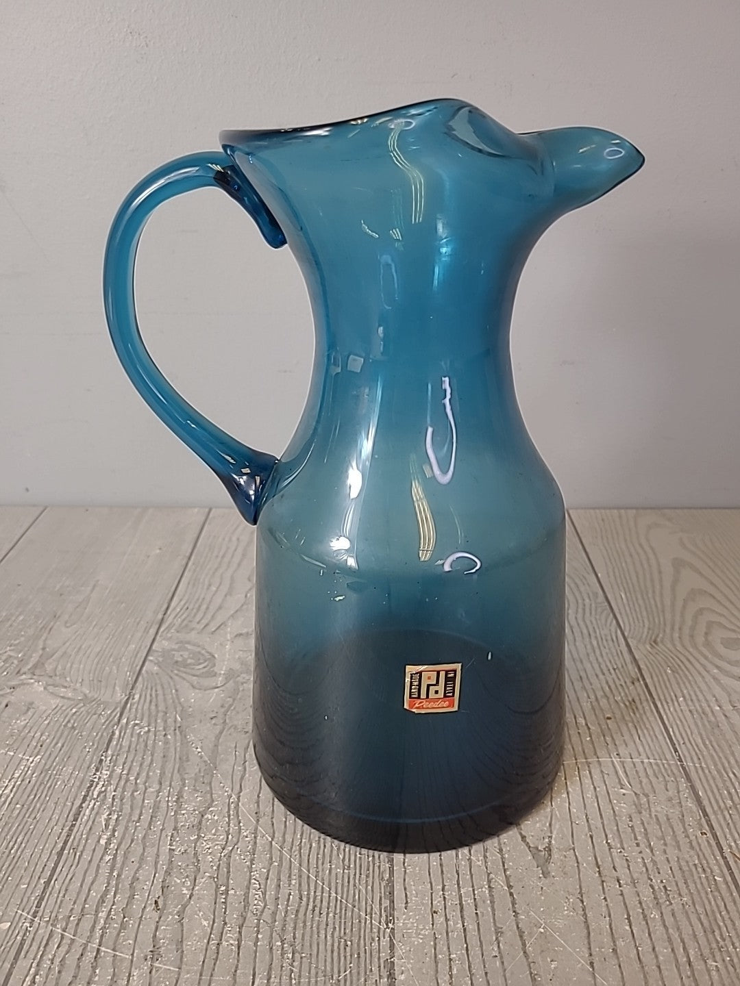 Peedee Blue Glass Pitcher Pre Owned Made in Italy