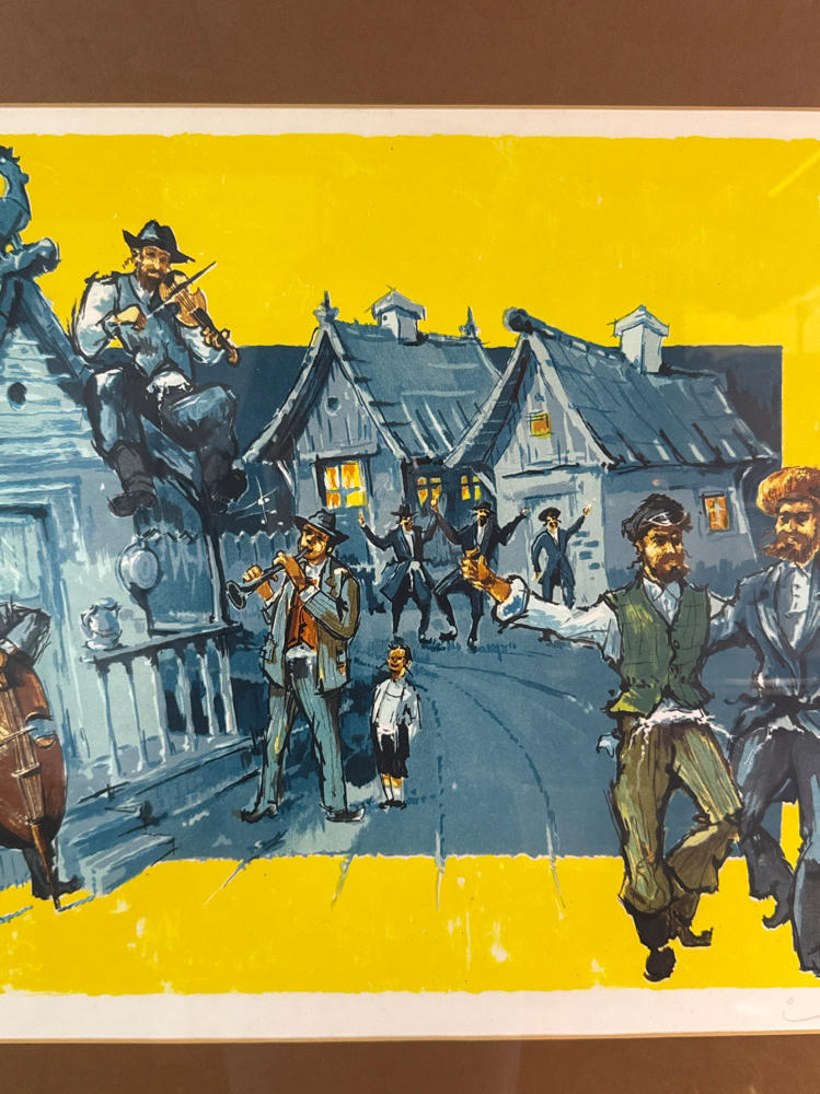 Josef Ijaky Signed Lithograph - Tevye Fiddler on the Roof - Judaica Art Vintage