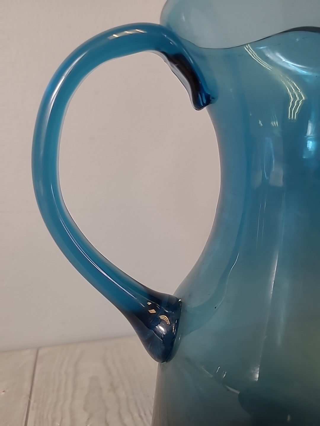 Peedee Blue Glass Pitcher Pre Owned Made in Italy
