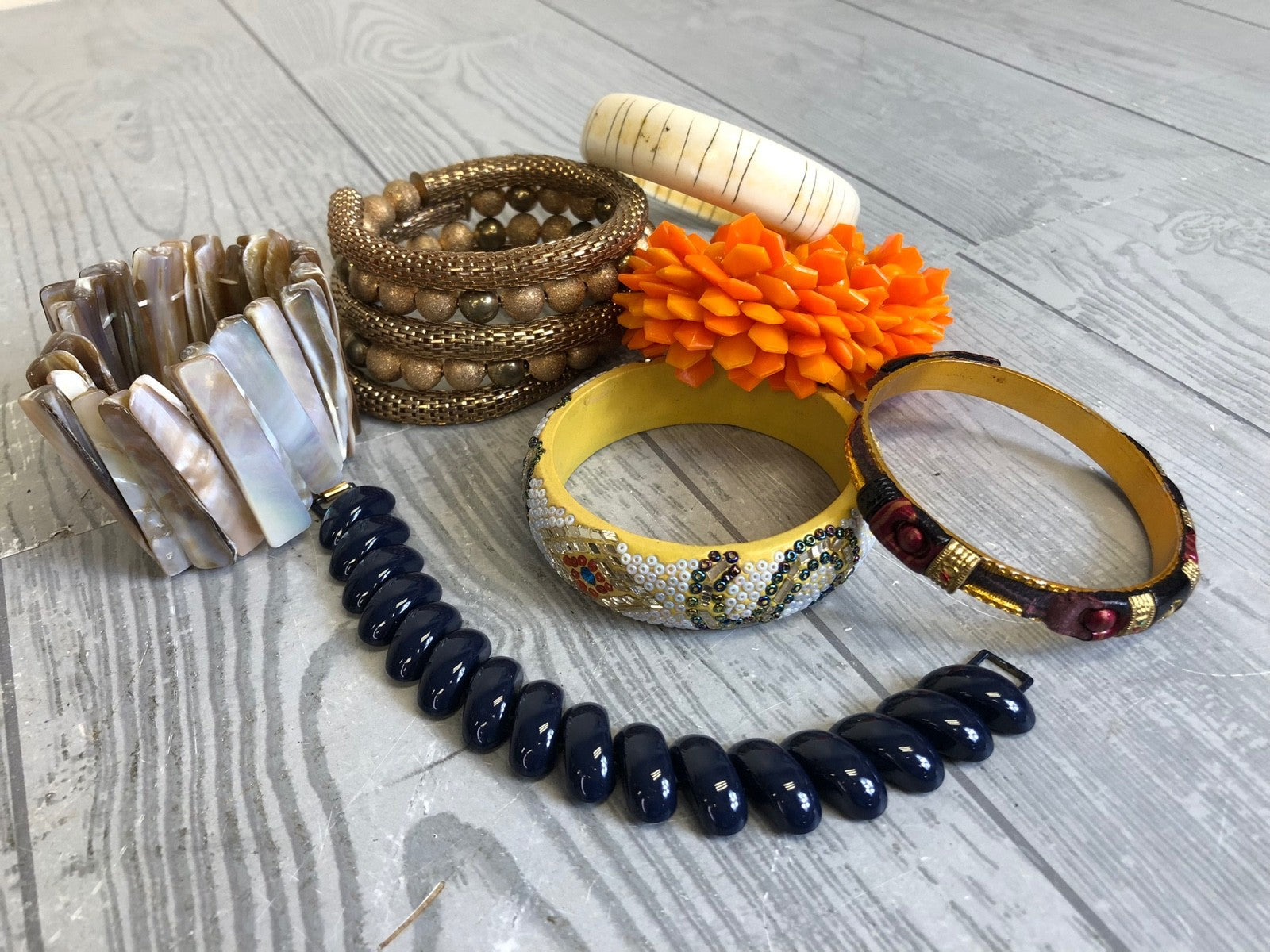 1.6 Pound Lot of Bracelets and Bangles- Costume Jewelry for Wearing or Crafting