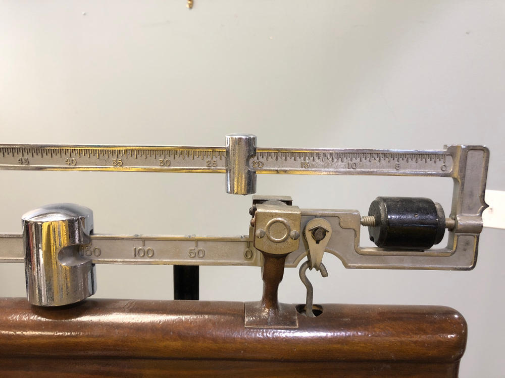 Antique Continental Physicians Painted Grain Steel Medical Scale Ruler Doctors