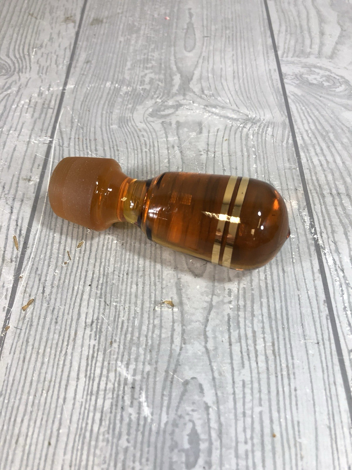 Beautiful Czech Bohemian Cut Amber Crystal Glass Etched Flower Decanter