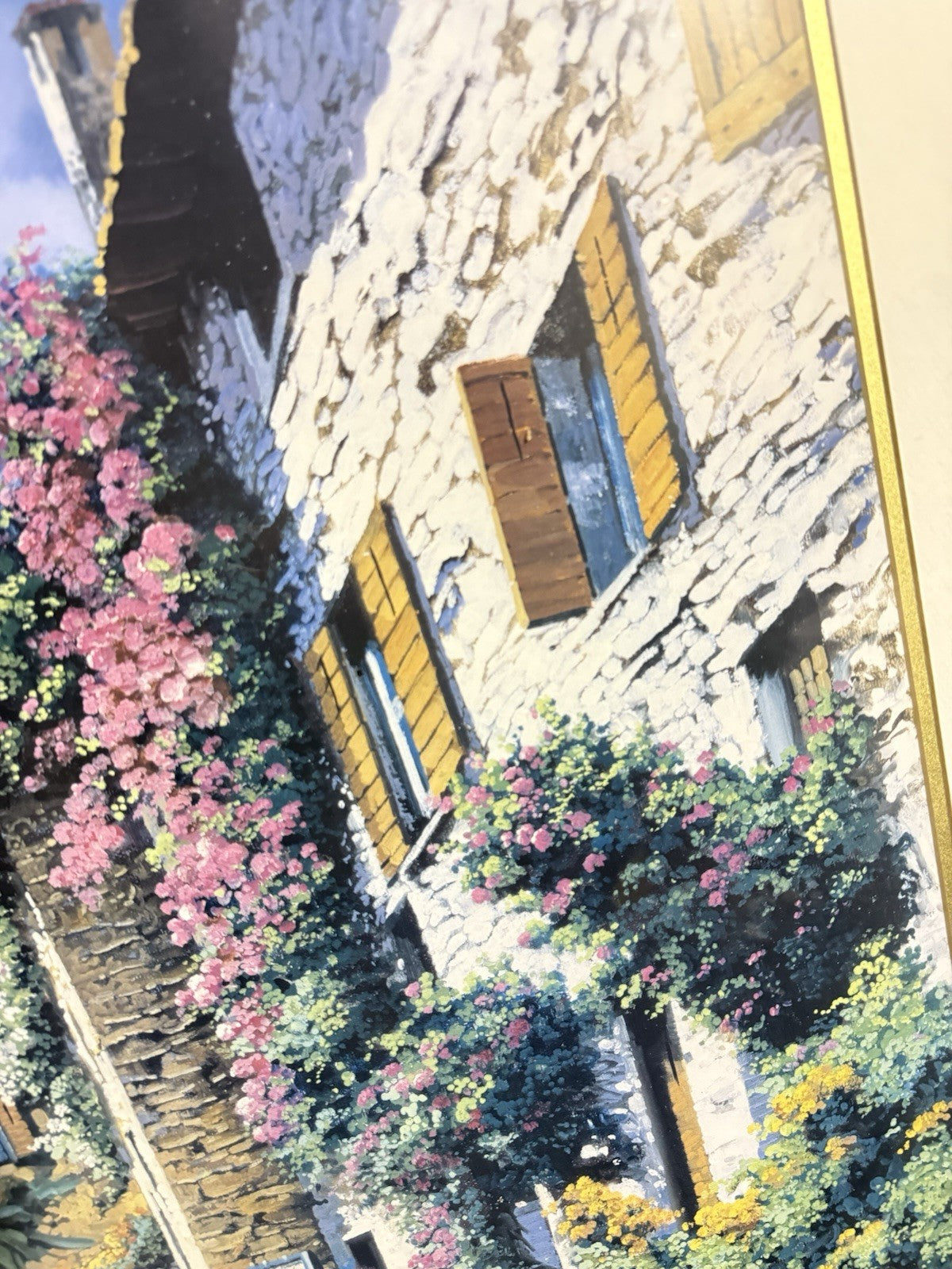 Framed Art Pathway to the Shops Italian Artist Guido Borelli Hand Signed Lithogr