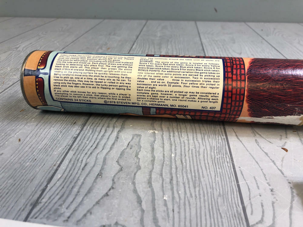 Vintage STEVEN 1978 Paul Bunyan Wooden Pic-Up Stix with Holder - No Lid Included
