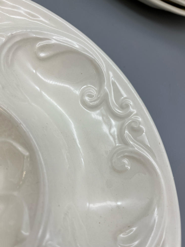 EIGHT Vintage Artichoke Condiment Plate with Divided Sections in Cream