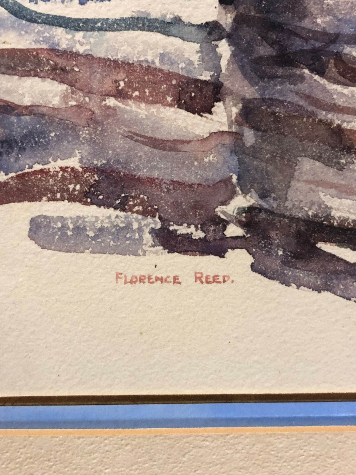 Watercolor Painting of Little Boy in Striped Shirt Painted by Florence Reed