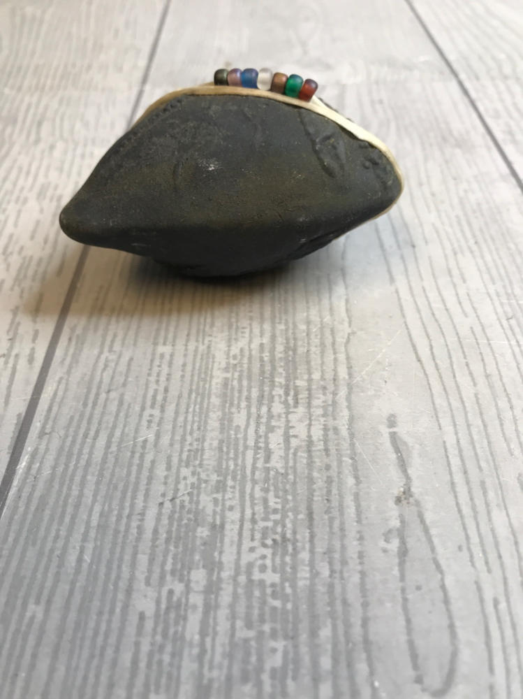 Vintage Handmade Pottery Raku Heart Rattle Meditation Sinew Wrap Beads Japan
