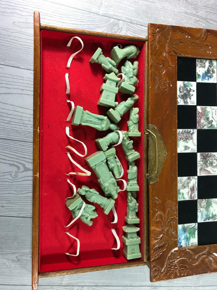 Eight Fairies Chess & Board Set Asian-Themed Hand-Carved Soapstone Pieces