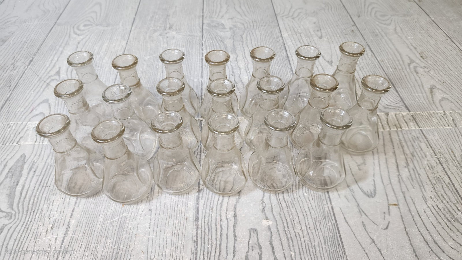Vintage Lot of 20 Mini Clear Glass Libby Bottles/Bud Vases L Embossment