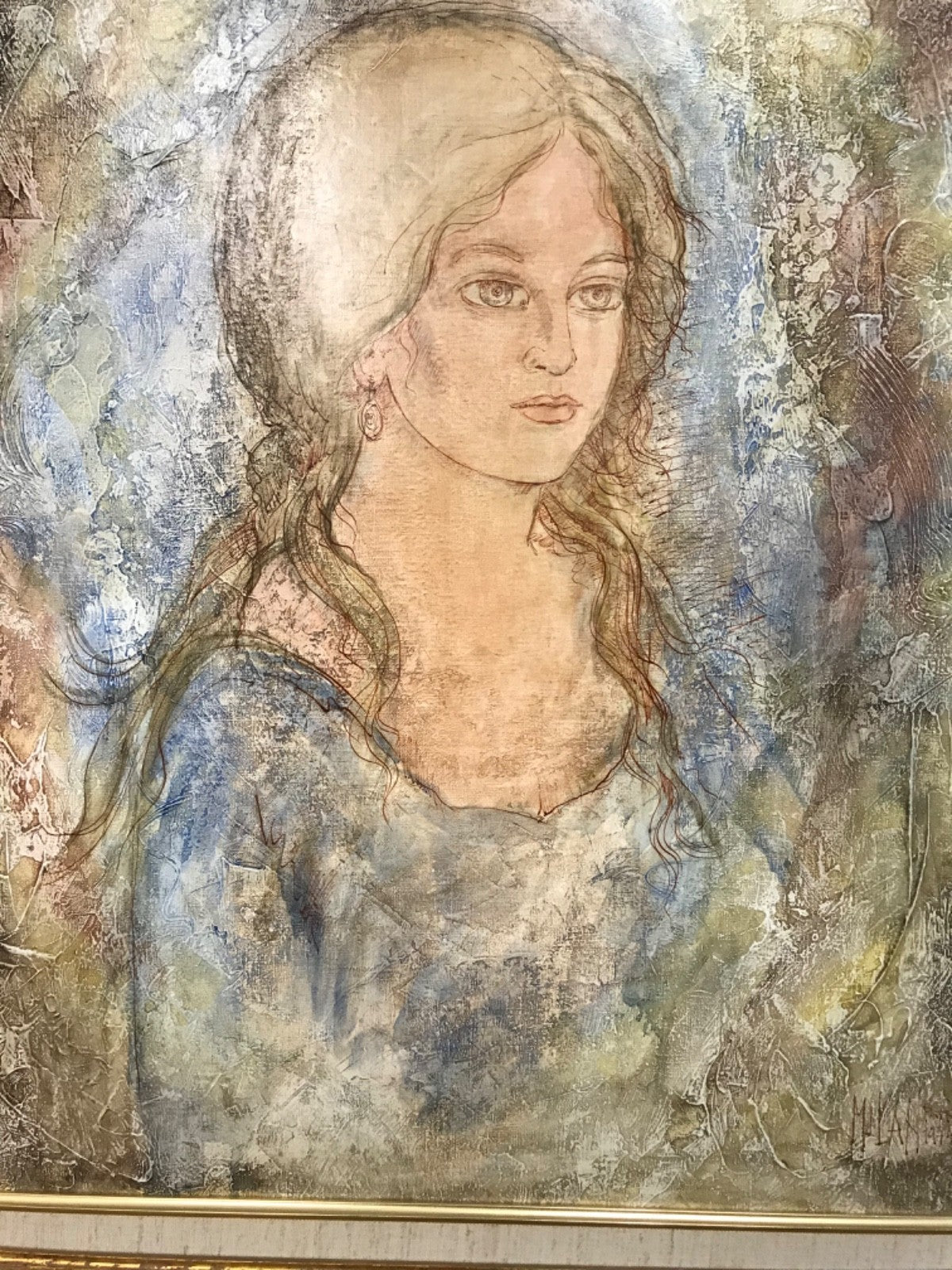 Portrait Painting of Woman by Milan 1974 French Artist - Beautiful Gold Frame