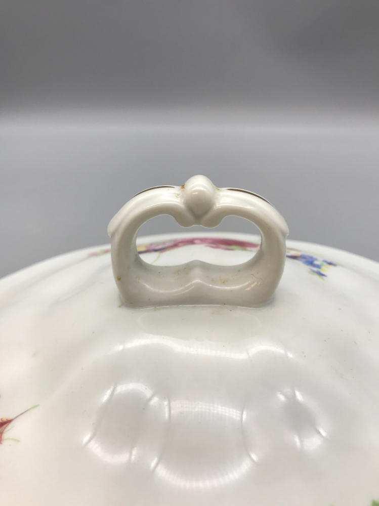 Favolina Poland Soup Tureen with Ladle - White w/ Floral Designs and Gold Trim