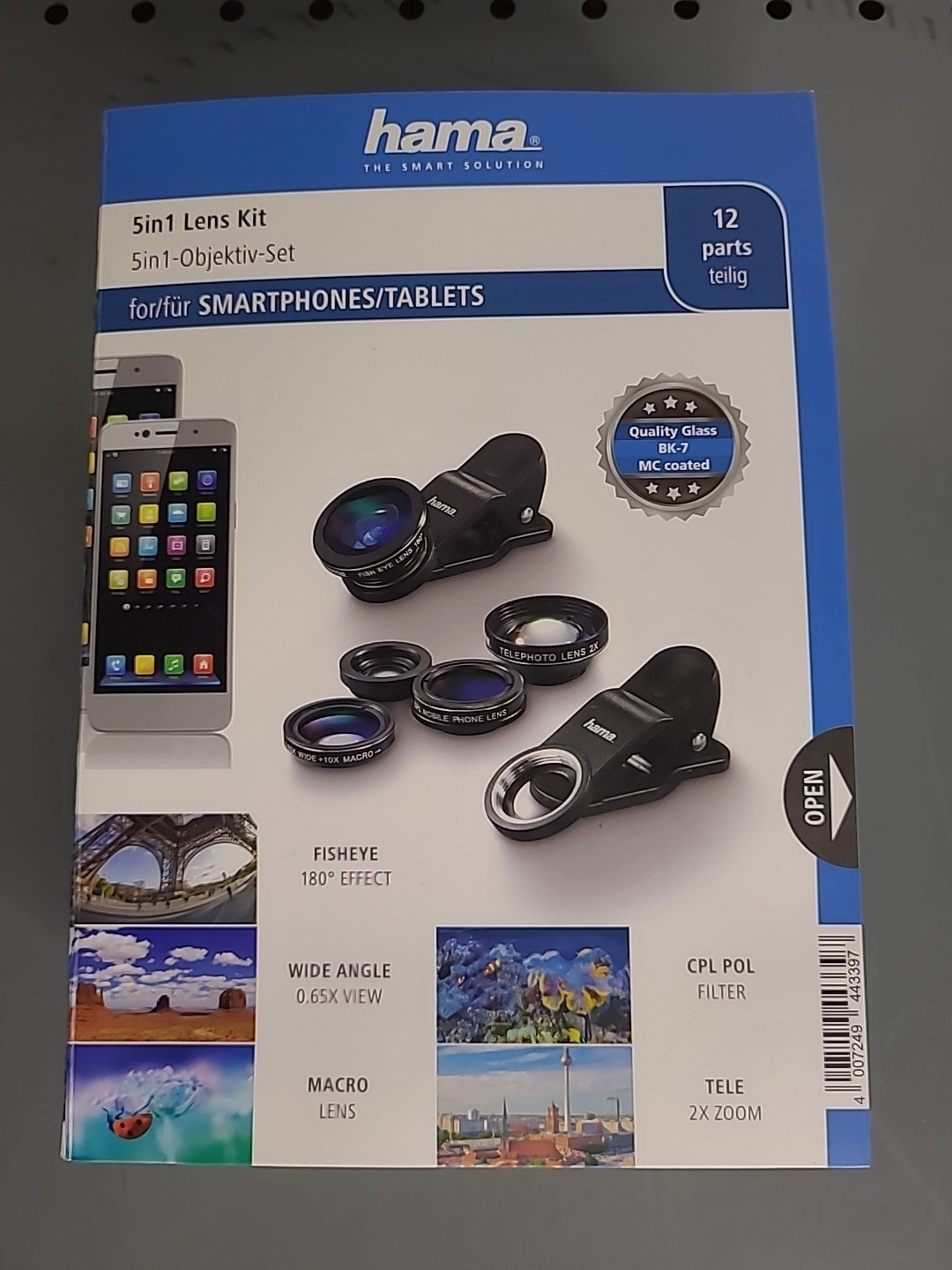 Hama 5 In 1 Lens Kit for Smartphones and Tablets- Universal Lens Clip- 12 Parts