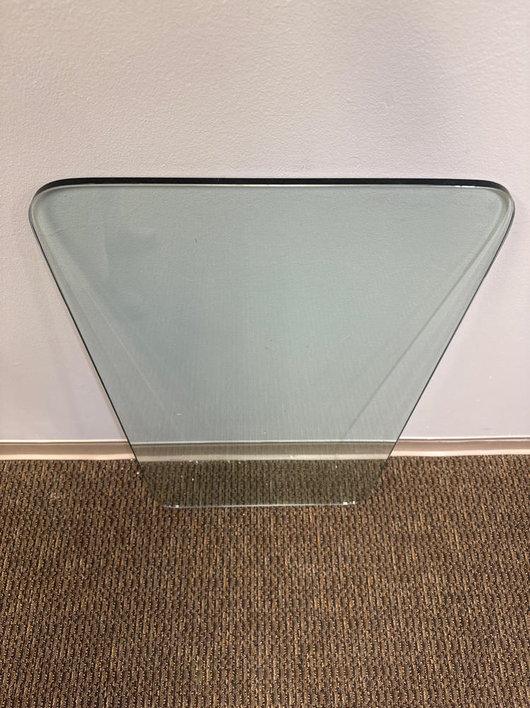 Mid Century Modern Style Glass Coffee Table - 2 Half Circle Bases - 1 Glass Top