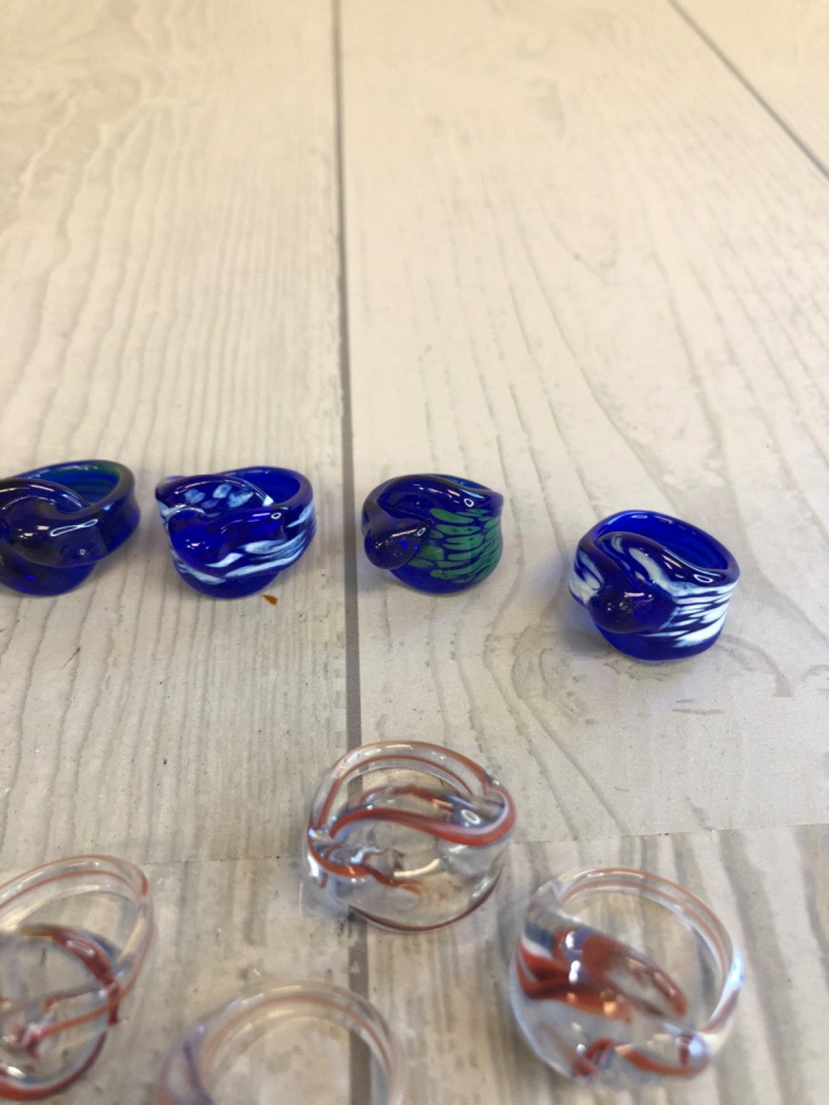 Lot of Colorful Glass Costume Rings - 76.75 grams of Glass Rings