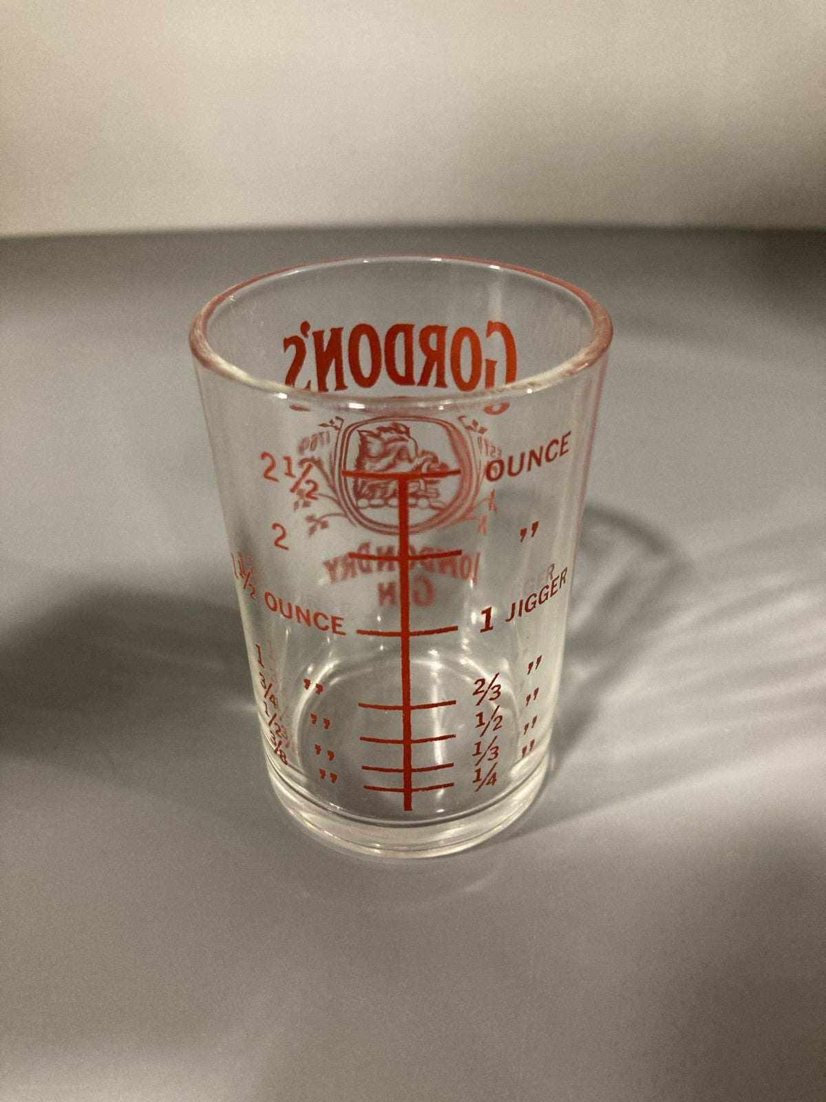 Vintage Collectible Shot Glass Jigger/Perfect Pour Measure Gordon's London Dry G