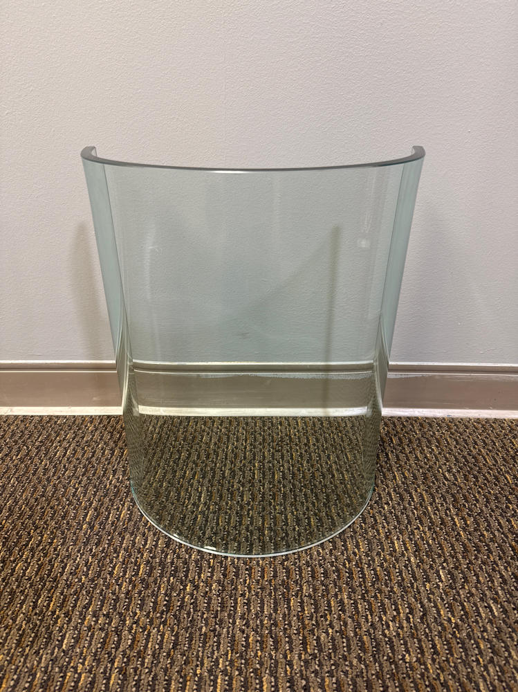 Mid Century Modern Style Glass Coffee Table - 2 Half Circle Bases - 1 Glass Top