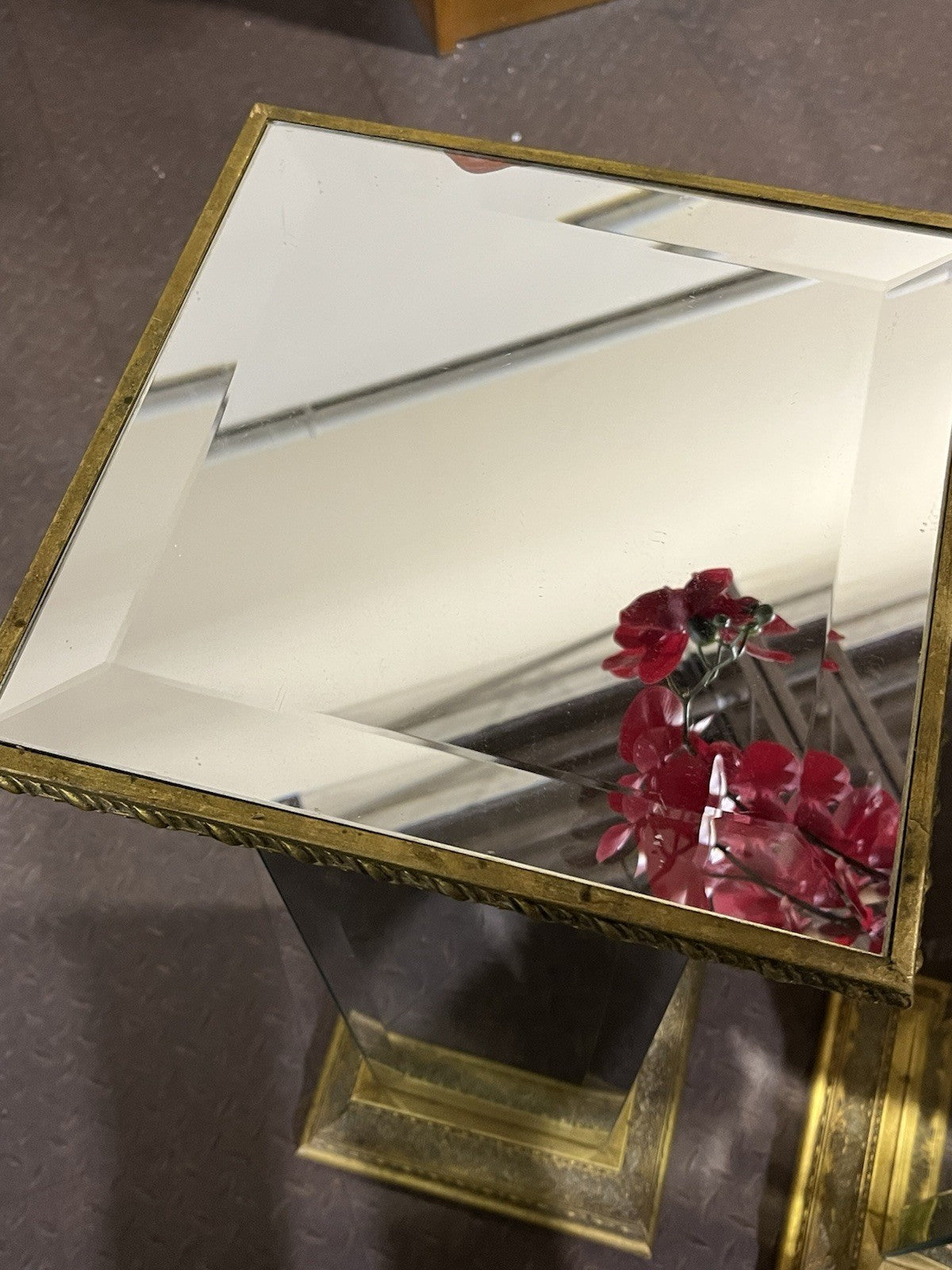 Vintage Mirror and Bronze Textured Pedestal Sold Separately